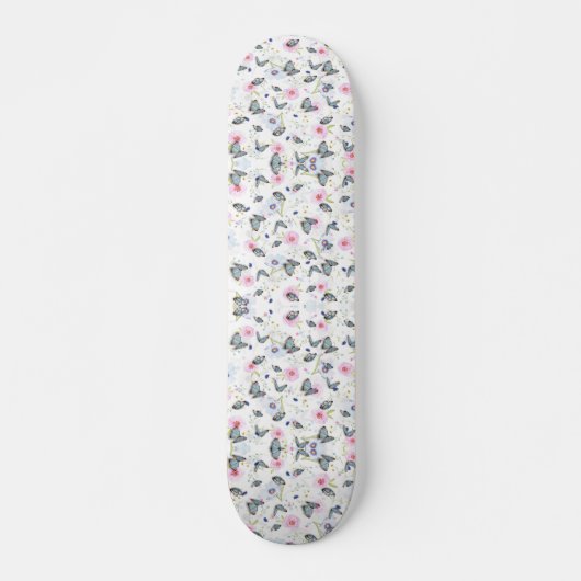 eleganter, moderner Rosa- und Blautöner und Blume Skateboard (Vorne)