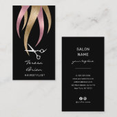 Eleganter moderner Rosa- und Goldschere Visitenkarte (Vorne/Hinten)