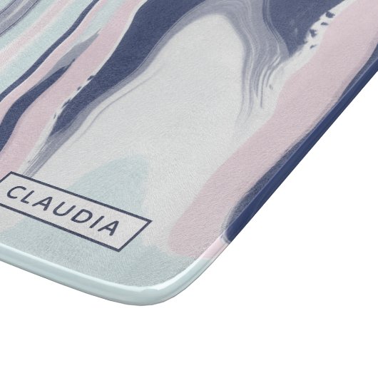 Eleganter moderner, rosa weißer Marmor Schneidebrett (Ecke)