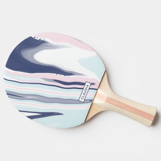 Eleganter moderner, rosa weißer Marmor Tischtennis Schläger (Seitenansicht)