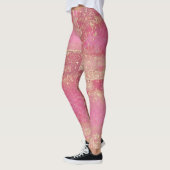 Eleganter moderner rosafarbener Glitzer Glitzern v Leggings (Links)