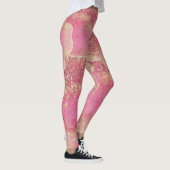 Eleganter moderner rosafarbener Glitzer Glitzern v Leggings (Rechts)