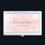 Eleganter moderner, rosafarbener Innenarchitekt Visitenkarten Dose<br><div class="desc">Modernes Design mit rosa Aquarellstruktur und elegantem Kalligraphie-Schriftart.</div>