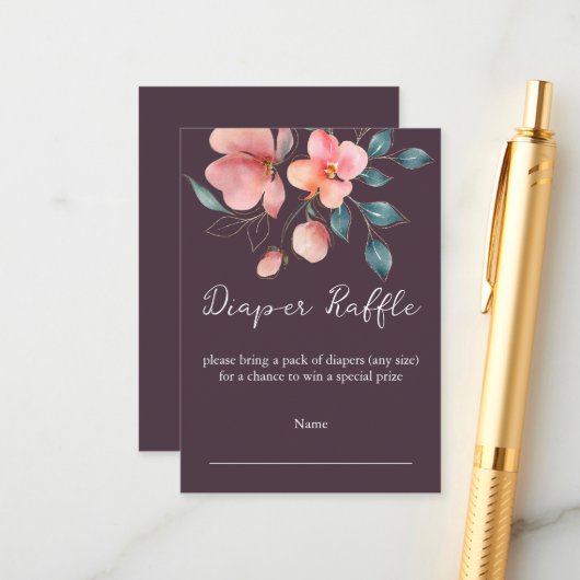 Eleganter moderner rosafarbener und goldblütiger W Begleitkarte (Vorderseite/Rückseite Beispiel)