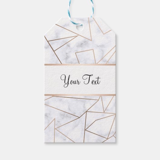 eleganter, moderner Rose, geometrischer weißer Mar Geschenkanhänger (Vorderseite)