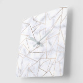 eleganter, moderner Rose, geometrischer weißer Mar Quadratische Wanduhr (Winkel)