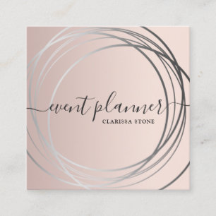 Eleganter moderner Rose Gold & Silber Eventplaner Quadratische Visitenkarte