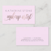 Eleganter moderner Rose-Golden & Lilic-Make-Up-Kün Visitenkarte (Vorne/Hinten)
