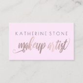 Eleganter moderner Rose-Golden & Lilic-Make-Up-Kün Visitenkarte (Vorderseite)