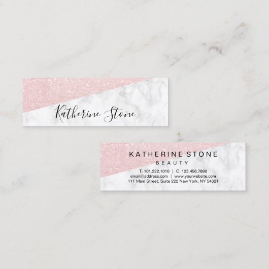 Eleganter moderner RosengoldGlitter u. weißer Mini Visitenkarte (Vorne/Hinten)