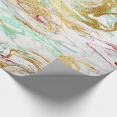 Eleganter moderner, roter, goldgrüner Marmor Geschenkpapier (Ecke)