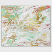 Eleganter moderner, roter, goldgrüner Marmor Geschenkpapier (Flach)