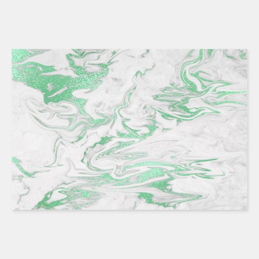 Eleganter moderner, roter, goldgrüner Marmor Geschenkpapier Set (Vorderseite 3)