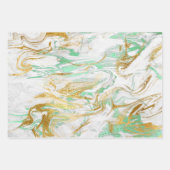 Eleganter moderner, roter, goldgrüner Marmor Geschenkpapier Set (Vorderseite 2)