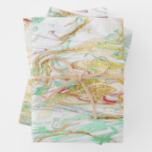 Eleganter moderner, roter, goldgrüner Marmor Geschenkpapier Set (Beispiel)