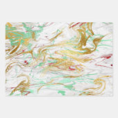 Eleganter moderner, roter, goldgrüner Marmor Geschenkpapier Set (Vorderseite)