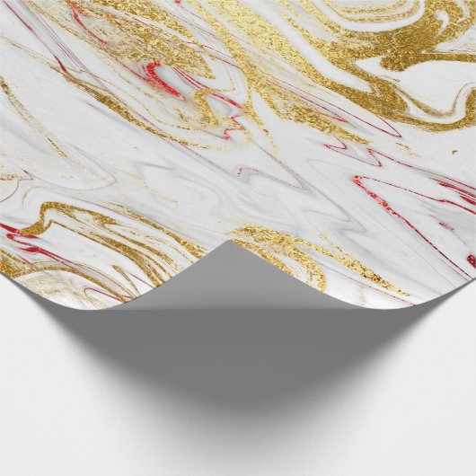 Eleganter, moderner, roter weißer Marmor Geschenkpapier (Ecke)