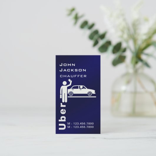 Eleganter moderner Royal Blue QR Code Chauffeur Visitenkarte (Stehend Vorderseite)