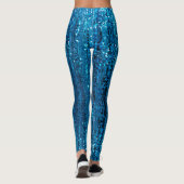 Eleganter moderner schicker blauer Glitzer Sparkle Leggings (Rückseite)