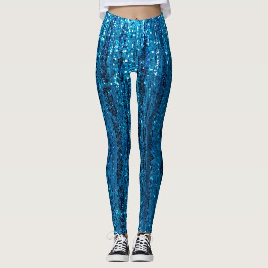 Eleganter moderner schicker blauer Glitzer Sparkle Leggings (Vorderseite)
