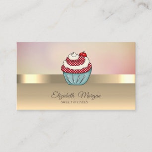 Eleganter moderner schicker goldener Cupcake Kirsc Visitenkarte