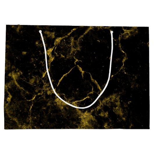 eleganter, moderner schicker schwarz-goldener Marm Große Geschenktüte (Rückseite)
