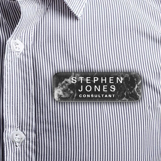 Eleganter, moderner Schlichter schwarzer Marmor Namensschild