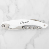 Eleganter, moderner, schmaler, weißer Handschrifte Kellnermesser (Vorderseite)