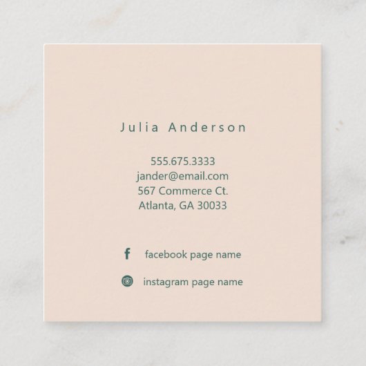 Eleganter moderner Schmuckdesigner Boho Quadratische Visitenkarte (Rückseite)