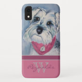 Eleganter moderner Schnauzer mit Fuchsia Monogram  Case-Mate iPhone Hülle (Rückseite)