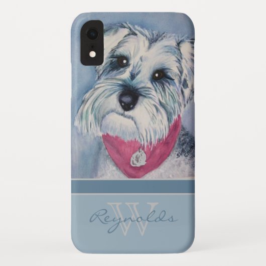 Eleganter moderner Schnauzer mit Monogram-Name Case-Mate iPhone Hülle (Rückseite)