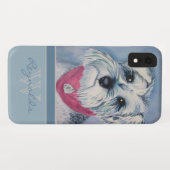 Eleganter moderner Schnauzer mit Monogram-Name Case-Mate iPhone Hülle (Rückseite (Horizontal))