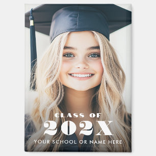 Eleganter moderner Schulname Jahr Foto Abschluss Magnet