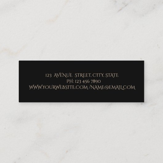 Eleganter moderner Schwarz-Gold-Glitzer Mini Visitenkarte (Rückseite)