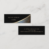 Eleganter moderner Schwarz, Gold, Lederlook Mini Visitenkarte (Vorne/Hinten)