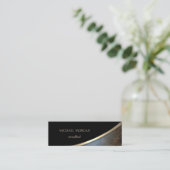 Eleganter moderner Schwarz, Gold, Lederlook Mini Visitenkarte (Stehend Vorderseite)