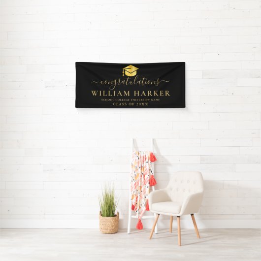 Eleganter moderner Schwarz-Gold-Script-Abschluss Banner (Insitu)