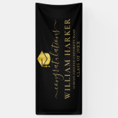 Eleganter moderner Schwarz-Gold-Script-Abschluss Banner (Vertikal)