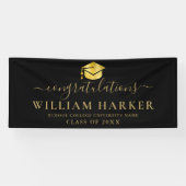 Eleganter moderner Schwarz-Gold-Script-Abschluss Banner (Horizontal)