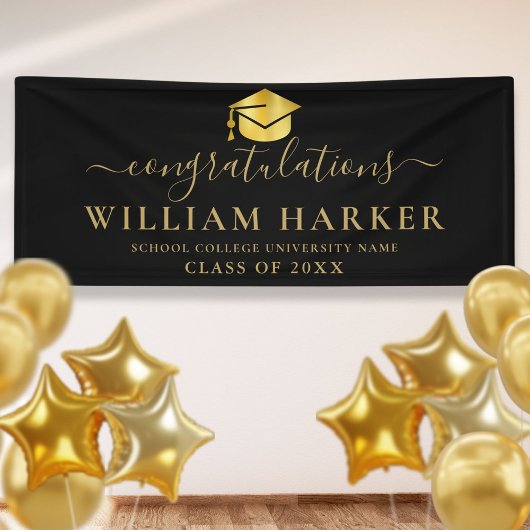 Eleganter moderner Schwarz-Gold-Script-Abschluss Banner