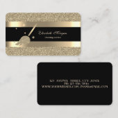 Eleganter moderner, schwarz-goldgestreifter Glitze Visitenkarte (Vorne/Hinten)