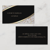 Eleganter moderner Schwarz, Goldrand, Marmor Visitenkarte (Vorne/Hinten)