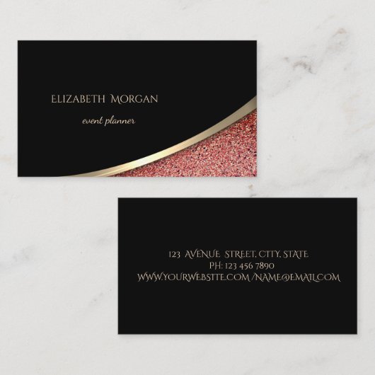 Eleganter moderner Schwarz, roter Marmor Visitenkarte (Vorne/Hinten)