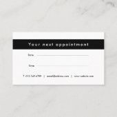 Eleganter, moderner Schwarz-Weiß-Termin Terminkarte (Rückseite)