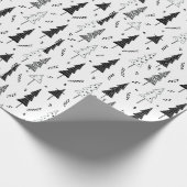 Eleganter, moderner Schwarz-Weiß-Weihnachtsbaum Geschenkpapier (Ecke)