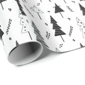 Eleganter, moderner Schwarz-Weiß-Weihnachtsbaum Geschenkpapier (Rolleneckpunkt)