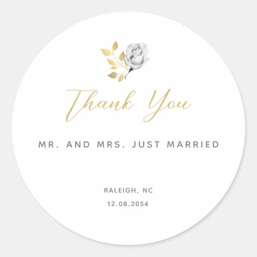 Eleganter moderner Schwarz-weißer Hochzeitsclub Runder Aufkleber (Vorderseite)