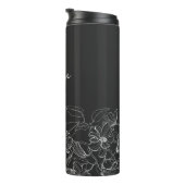 Eleganter moderner Schwarzer Flora-Thermaltumbler Thermosbecher (Nach rechts gedreht)