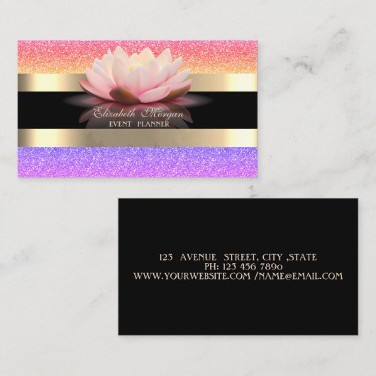 Eleganter moderner, schwarzer goldfarbener Glitzer Visitenkarte (Vorne/Hinten)