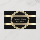 Eleganter, moderner, schwarzer, goldgestreifter Ra Visitenkarte (Vorderseite)